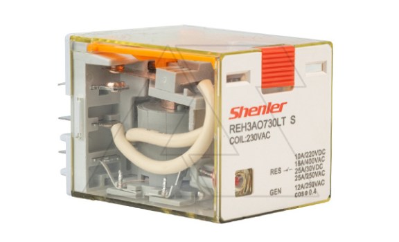 Реле REH3AO730LTS, 3NO, 16A(400VAC)/ 10A(220VDC), 230VAC, мех. индикация, тест-кнопка с блокировкой, LED, магнит фото