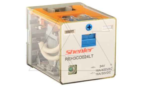 Реле REH3CO024LT, 3CO, 16A(400VAC/30VDC), 24VDC, мех. инд., тест-кнопка, LED фото