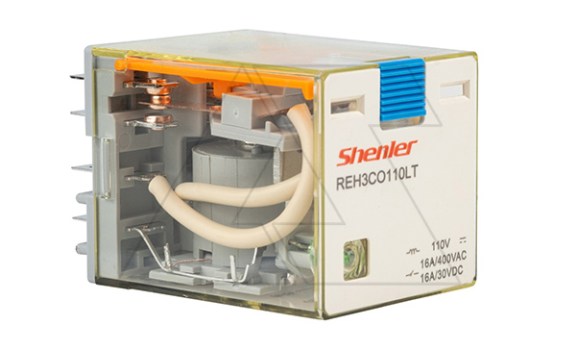 Реле REH3CO110LT, 3CO, 16A(400VAC/30VDC), 110VDC, мех. индикация, тест-кнопка с блокировкой, LED фото
