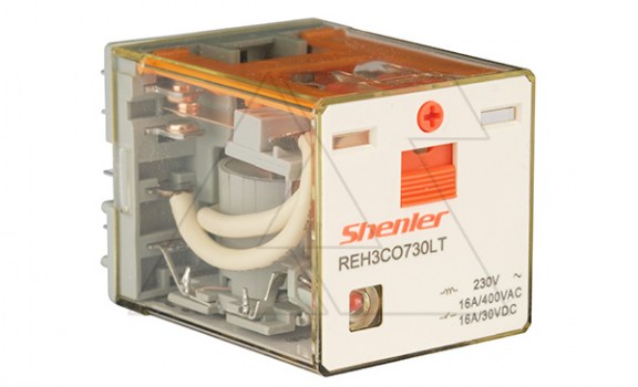 Реле REH3CO730LT, 3CO, 16A(400VAC/30VDC), 230VAC, мех. индикация, тест-кнопка, LED фото