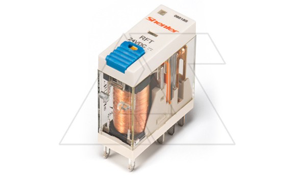 Реле RFT2CO024LT, 2CO, 8A(250VAC/30VDC), 24VDC, мех. индикация, тест-кнопка с блокировкой, LED фото