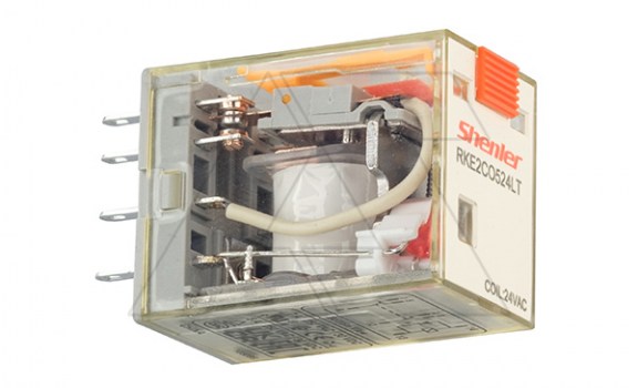 Реле RKE2CO524LT, 2CO, 7A(250VAC/30VDC), 24VAC, мех. индикация, тест-кнопка с блокировкой, LED фото