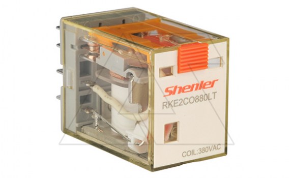 Реле RKE2CO880LT, 2CO, 7A(250VAC/30VDC), 380VAC, мех. индикация, тест-кнопка с блокировкой, LED фото