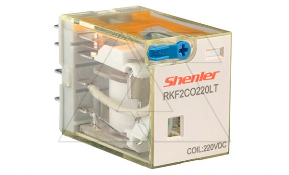Реле RKF2CO220LT, 2CO, 12A(250VAC/30VDC), 220VDC, мех. индикация, тест-кнопка с блокировкой, LED фото
