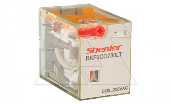 Реле RKF2CO730LT, 2CO, 12A(250VAC/30VDC), 230VAC, мех. индикация, тест-кнопка с блокировкой, LED фото
