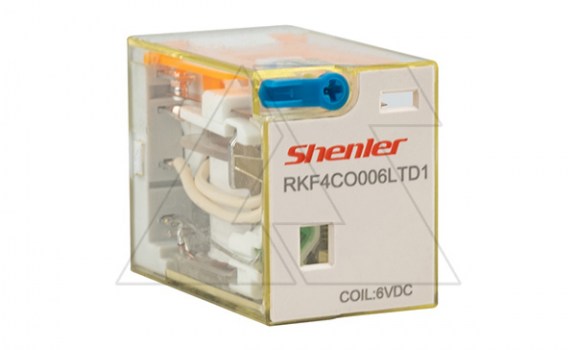 Реле RKF4CO006LTD1, 4CO, 6A(250VAC/30VDC), 6VDC, мех. индикация, тест-кнопка с блокировкой, диод +A1/-A2, LED фото