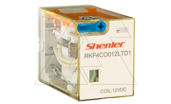 Реле RKF4CO012LTD1, 4CO, 6A(250VAC/30VDC), 12VDC, мех. индикация, тест-кнопка с блокировкой, диод +A1/-A2, LED фото