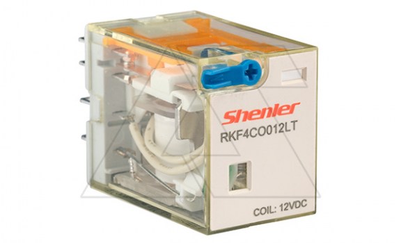 Реле RKF4CO012LT, 4CO, 6A(250VAC/30VDC), 12VDC, мех. индикация, тест-кнопка с блокировкой, LED фото