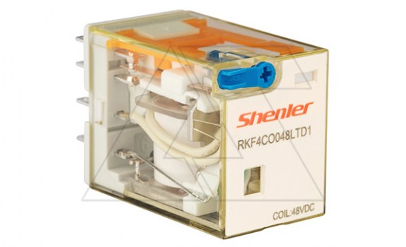 Реле RKF4CO048LTD1, 4CO, 6A,(250VAC/30VDC), 48VDC, мех. индикация, тест-кнопка с блокировкой, диод +A1/-A2, LED фото