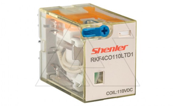 Реле RKF4CO110LTD1, 4CO, 6A(250VAC/30VDC), 110VDC, мех. индикация, тест-кнопка с блокировкой, диод +A1/-A2, LED фото