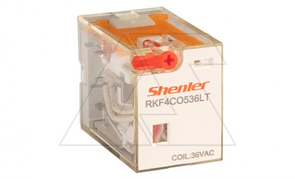 Реле RKF4CO536LT 4CO, 6A, (250VAC/30VDC), 36VAC, мех. индикация, тест-кнопка с блокировкой, LED фото