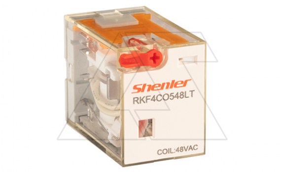 Реле RKF4CO548LT, 4CO, 6A(250VAC/30VDC), 48VAC, мех. индикация, тест-кнопка с блокировкой, LED фото