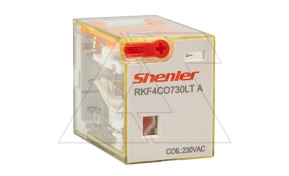 Реле RKF4CO730LTA, 4CO, 6A(250VAC/30VDC), 230VAC, AgSnO2/Au, мех. индикация, тест-кнопка с блокировкой, LED фото