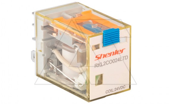 Реле RKL2CO024LTD 2CO, 10A, (250VAC/30VDC), 24VDC, мех. индикация, тест-кнопка с блокировкой, диод -A1/+A2, LED фото