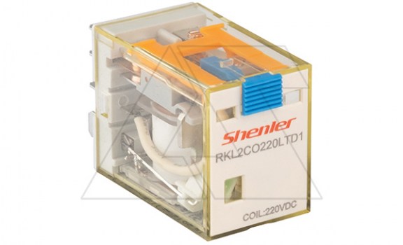 Реле RKL2CO220LTD1, 2CO, 10A(250VAC/30VDC), 220VDC, мех. индикация, тест-кнопка с блокировкой, диод A1+/A2-, LED фото
