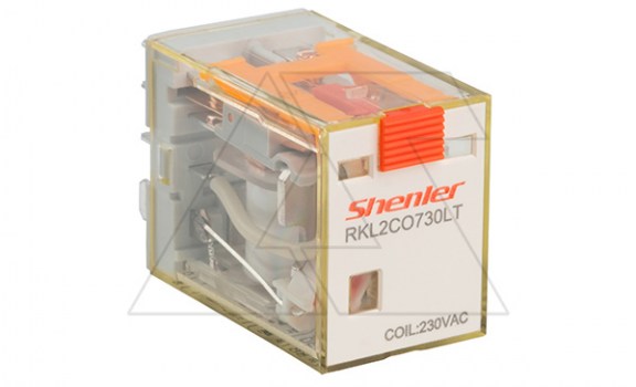 Реле RKL2CO730LT, 2CO, 10А(250VAC/30VDC), 230VAC, мех. индикация, тест-кнопка с блокировкой, LED фото