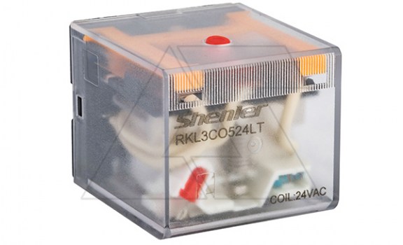 Реле RKL3CO524LT, 3CO, 10A(250VAC/30VDC), 24VAC, мех. индикация, тест-кнопка с блокировкой, LED фото