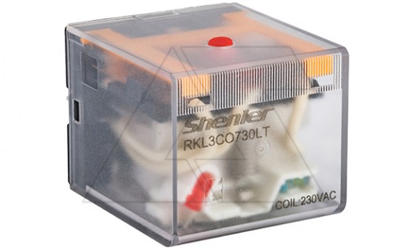 Реле RKL3CO730LT, 3CO, 10A(250VAC/30VDC), 230VAC, мех. индикация, тест-кнопка с блокировкой, LED фото