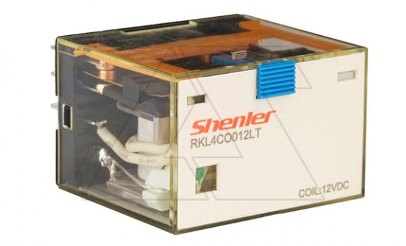 Реле RKL4CO012LT, 4CO, 10A,(250VAC/30VDC),12VDC, мех. индикация, тест-кнопка с блокировкой, LED фото