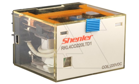 Реле RKL4CO220LTD1, 4CO, 10A(250VAC/30VDC), 220VDC, мех. индикация, тест-кнопка с блокировкой, диод +A1/-A2, LED фото