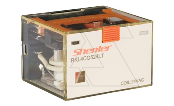 Реле RKL4CO524LT, 4CO, 10A,(250VAC/30VDC),24VAC, мех. индикация, тест-кнопка с блокировкой, LED фото