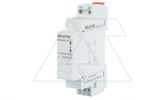 Реле промежуточное модульное RM-DPS1/1C16-UNI, 1CO, 16A(250VAC/24VDC), 24_240VAC/DC, LED, 1M фото