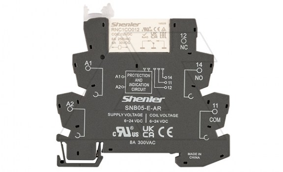 Реле интерфейсное RNC1CO012 с колодкой SNB05-E-AR, винтовой зажим, 1CO, 6A(250VAC), 12VDC, LED, W=6.2mm фото