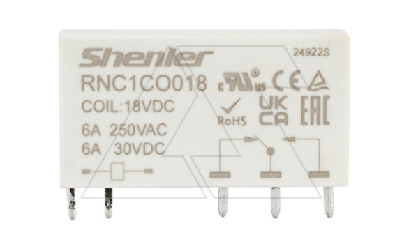Реле RNC1CO018, 1CO, 6A(250VAC/30VDC), 18VDC, для печатных плат и цоколей SNB05/SNC05, IP60 фото