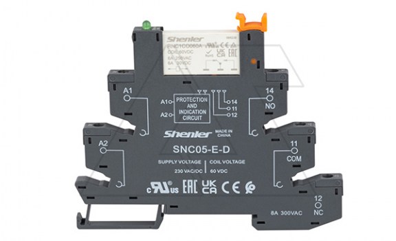 Реле интерфейсное RNC1CO060A с колодкой SNC05-E-D, винтовой зажим, 1CO, 6A(250VAC), 230VAC/DC, AgSnO2/Au, LED, W=6.2mm фото