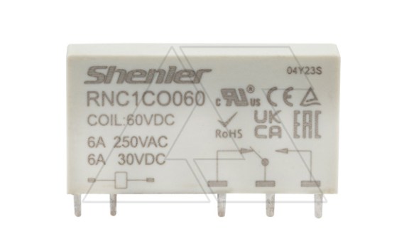 Реле RNC1CO060, 1CO, 6A(250VAC/30VDC), 60VDC, для печатных плат и цоколей SNB05/SNC05, IP60 фото