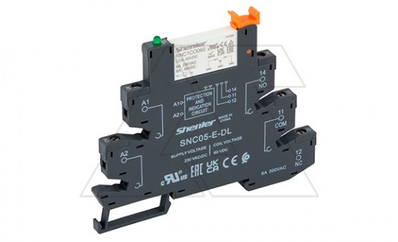 Реле интерфейсное RNC1CO060 с колодкой SNC05-E-DL, винтовой зажим, 1CO, 6A(250VAC), 230VAC/DC, LED, W=6.2mm фото