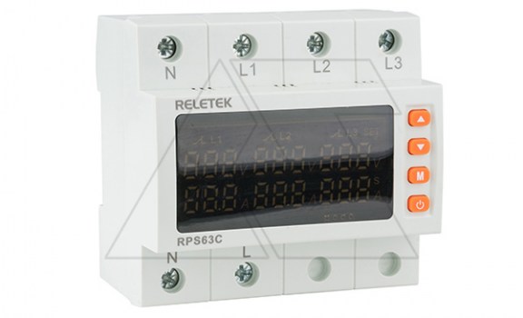 Реле выбора приоритетной фазы RPS63C, 3NO+N, 63A, 220VAC, Umin(80_210V)/Umax(220_300V), 0_20s/0_600s, цифровой дисплей, 5M фото