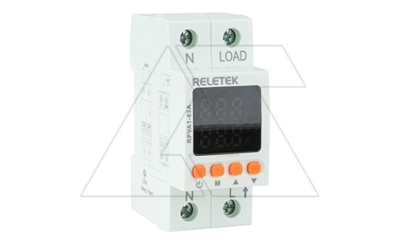 Реле контроля напряжения и тока RPVA1-63A, 1NO+N, 63A, 220VAC, Umin(80_210V)/Umax(220_300V), Imin/Imax(1_63A), 0_5s/0_600s, цифровой дисплей, 2M фото