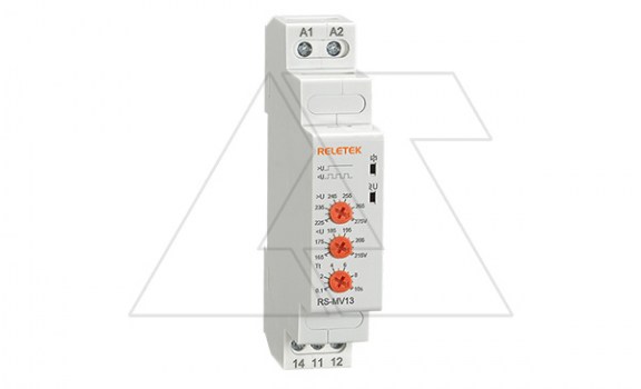 Реле контроля напряжения RS-MV13, 1P+N, 1CO 8A(250VAC), 230VAC, Umin(165_215V)/Umax(225_275V), 0.1_10s, 1M фото