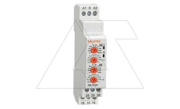 Реле времени RS-TC23, 2CO, 8A(250VAC), 24_240VAC/DC, 100ms_100d, цикличная работа с T1 и T2, 1M фото