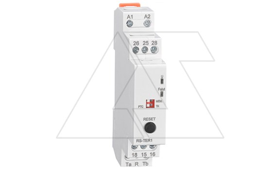 Реле термисторной защиты двигателя RS-TER1, 24-240V AC/DC, 2CO, 8A(250V), авт./ручн. или дистанц. сброс, PTC/TK, LED, 1M фото