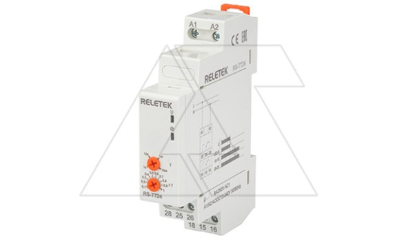 Реле времени RS-TT24, 2CO, 8A(250VAC), 12_240VAC/DC, 100ms_600s, задержка на отключение после снятия Uпит., 1M фото