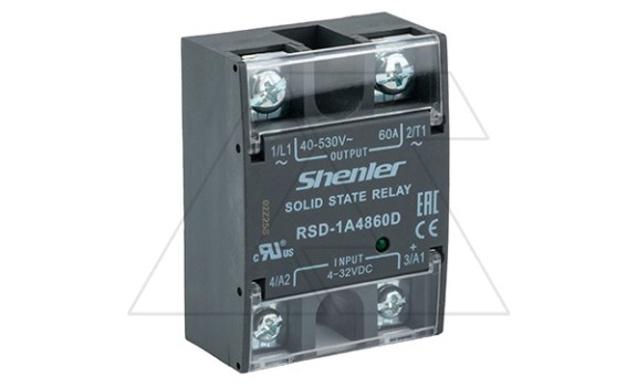 Реле твердотельное RSD-1A4860D, однофазное, 1NO, 60А(40_530VAC), 4_32VDC, W=45mm фото