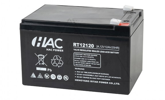 Батарея аккумуляторная HAC RT12120A, F2, 12V/12Ah, 151х98х95(101) ДхШхВ, 3.15 кг, 6-8 лет фото