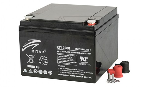 Батарея аккумуляторная Ritar RT12280, F3(M5), 12V/28Ah, 125x166x176 HxLxW, 8.1kg, 6-8 лет фото