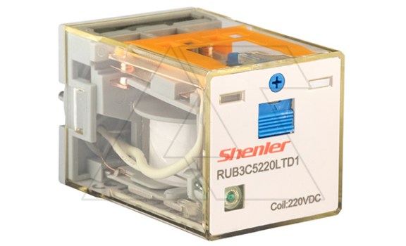 Реле RUB3C5220LTD1, 3CO, 10A(250VAC/24VDC), 220VDC, мех. инд., тест-кнопка с блокировкой, диод +A1/-A2, LED фото