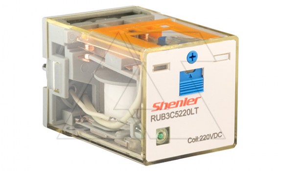 Реле RUB3C5220LT, 3CO, 10A(250VAC/24VDC), 220VDC, мех. инд., тест-кнопка с блокировкой, LED фото