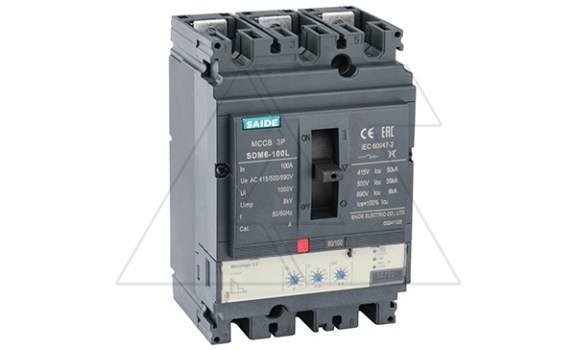 Авт. выключатель SDM6-100L 3P, In=100A, ML2.2, Ir=0.4_1In, Ii=1500A, Isd=1.5_10Ir, Icu/Ics=50kA/400V фото