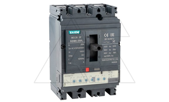 Авт. выключатель SDM6-250L 3P, In=250A, ML5.0, Ir=0.4_1In, Ii=2_15Ir, Isd=1.5_12Ir, Icu/Ics=50kA/400V фото