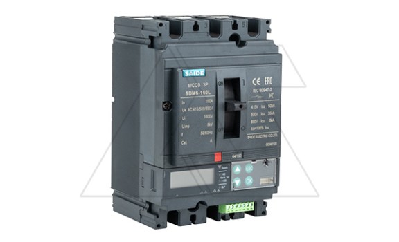 Авт. выключатель SDM6-250L 3P, In=250A, ML5.0A, Ir=0.4_1In, Ii=2_15Ir, Isd=1.5_12Ir, LCD, Icu/Ics=50kA/400V фото