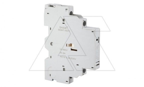 Блок-контакт вспом. SDM7-AN11, 1NO+1NC, 3.3A(240V AC15)/6A(24V DC13), боковой монтаж слева, для SDM7-32, серый фото