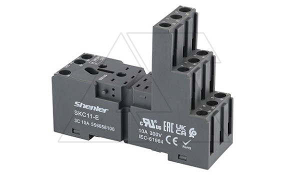 Цоколь SKC11-E, 10A(300V), винтовой зажим, черный, на рейку DIN35/панель, для R3N фото