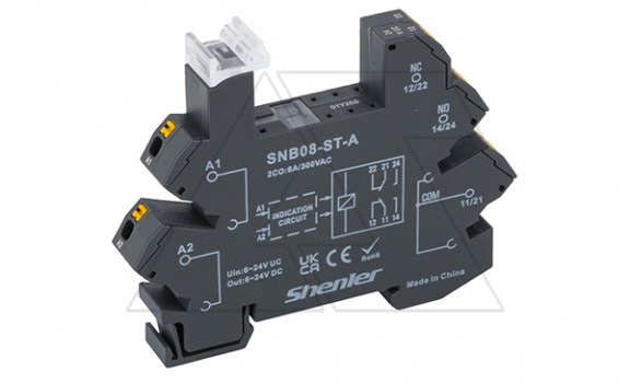 Цоколь SNB08-ST-A, push-in, 2CO, 8A(250VAC/30VDC), 24VAC/DC, LED, W=12.95mm фото