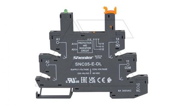 Цоколь SNC05-E-DL, 8A(300VAC), черный, 230VAC/DC, винтовой зажим, LED, W=6.2mm, на рейку DIN35, для реле 60VDC RNC, RM699BV, RSR30, 34.51, 34.81, RSS, фото
