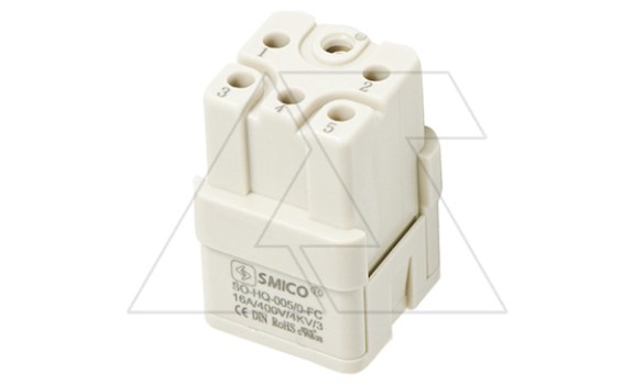 Корпус вставки контактной, размер H3A, тип гнездо, 5P+PE, 16A, 230/400V, обжимной контакт фото